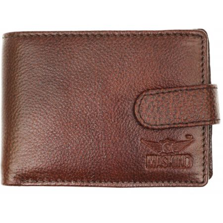 Upper Button Genuine Leather Wallet Brown