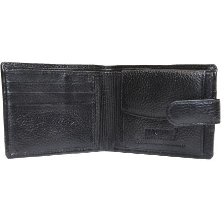 Upper Button Genuine Leather Wallet Black