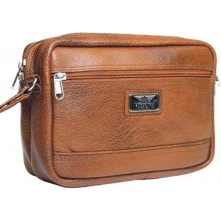 Tan Luxury Genuine Leather Cash Bag (Medium)