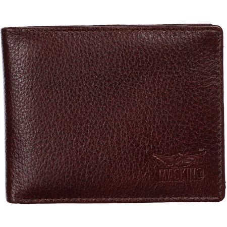 Genuine Leather Inside Button Wallet Brown