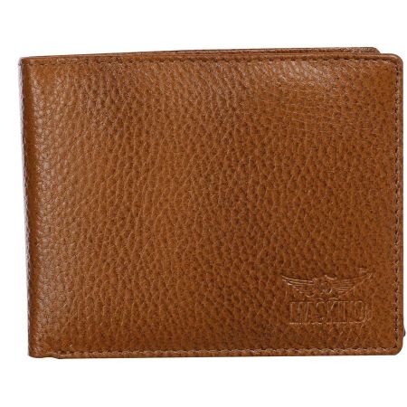 Genuine Leather Inside Button Wallet Tan