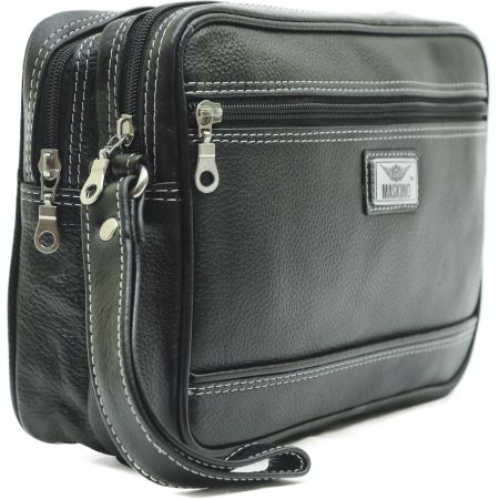Porpoise Grey100% Genuine Leather Black cash bag (CashB...