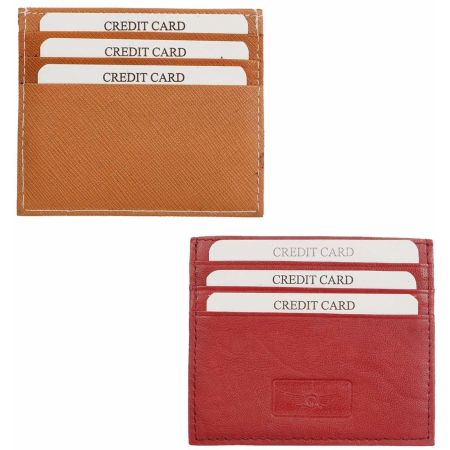 Green And Orange Geniune Leather Card Holder