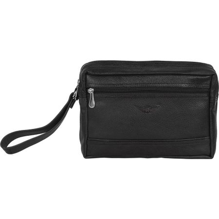 Stylish Genuine Leather Multi purpose Pouch by Maskino Leathers (Medium) Black