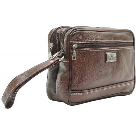 Genuine Leather Cash Bag (Large) Brown