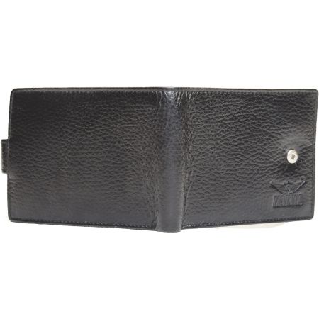 Genuine Leather Button Card Holder Cum Wallet Black