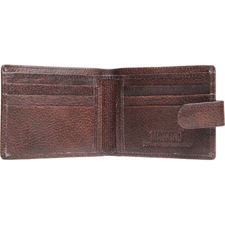 Genuine Leather Button Card Holder Cum Wallet Brown