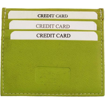 Green And Orange Geniune Leather Card Holder