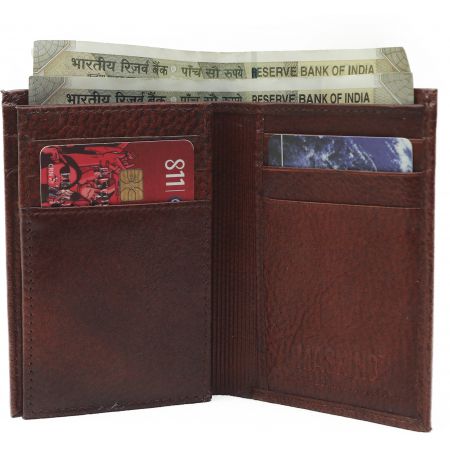 Vertical NDM Genuine Leather Card Holder Brown