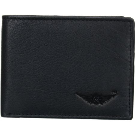 Jet Black Genuine Leather Bi-Fold Wallet by Maskino Lea...