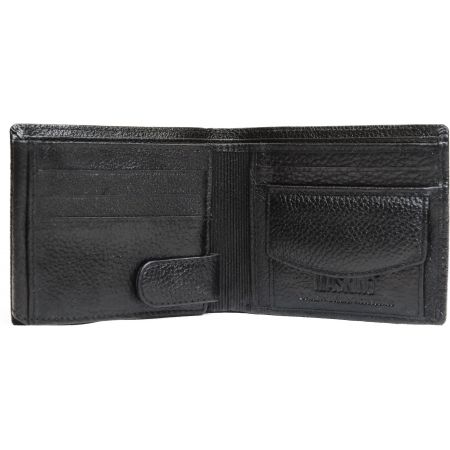 Black Wallet Inside Button Genuin Leather Card Holder