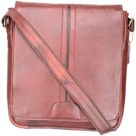 Sophisticated 100%Genuine Leather Brown Laptop slingbag...