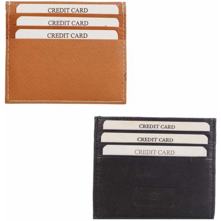 Orange And Black Geniune Leather Card Holder