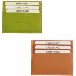 Green And Orange Geniune Leather Card Holder